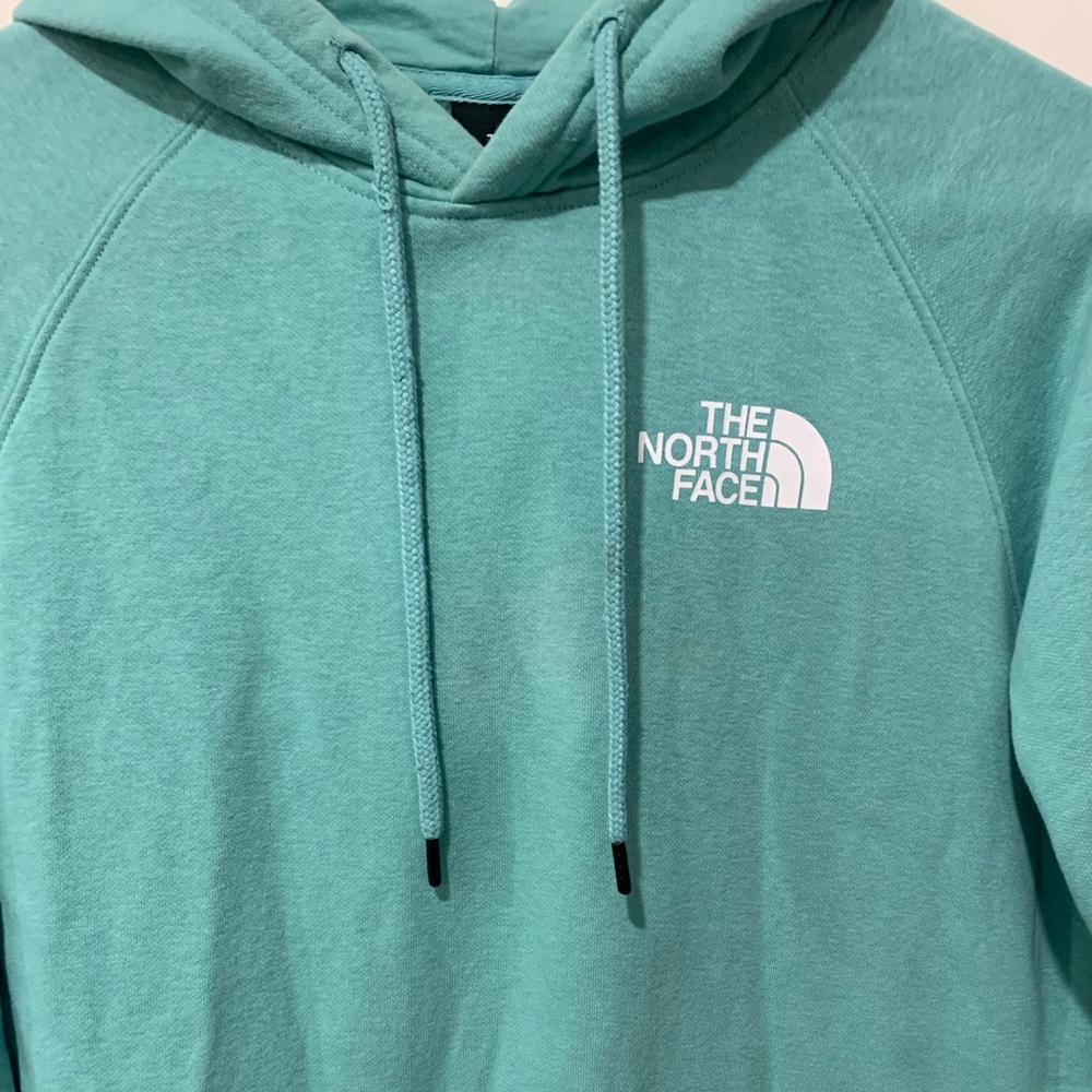 The North Face Turquoise Hooded Sweatshirt Size M - Picture 2 of 9